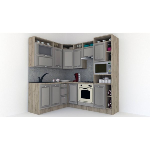 Bucatarie de Colt LEEA ART CORNER FRONT MDF ELBA 180-220 A DR. K002 / decor 210