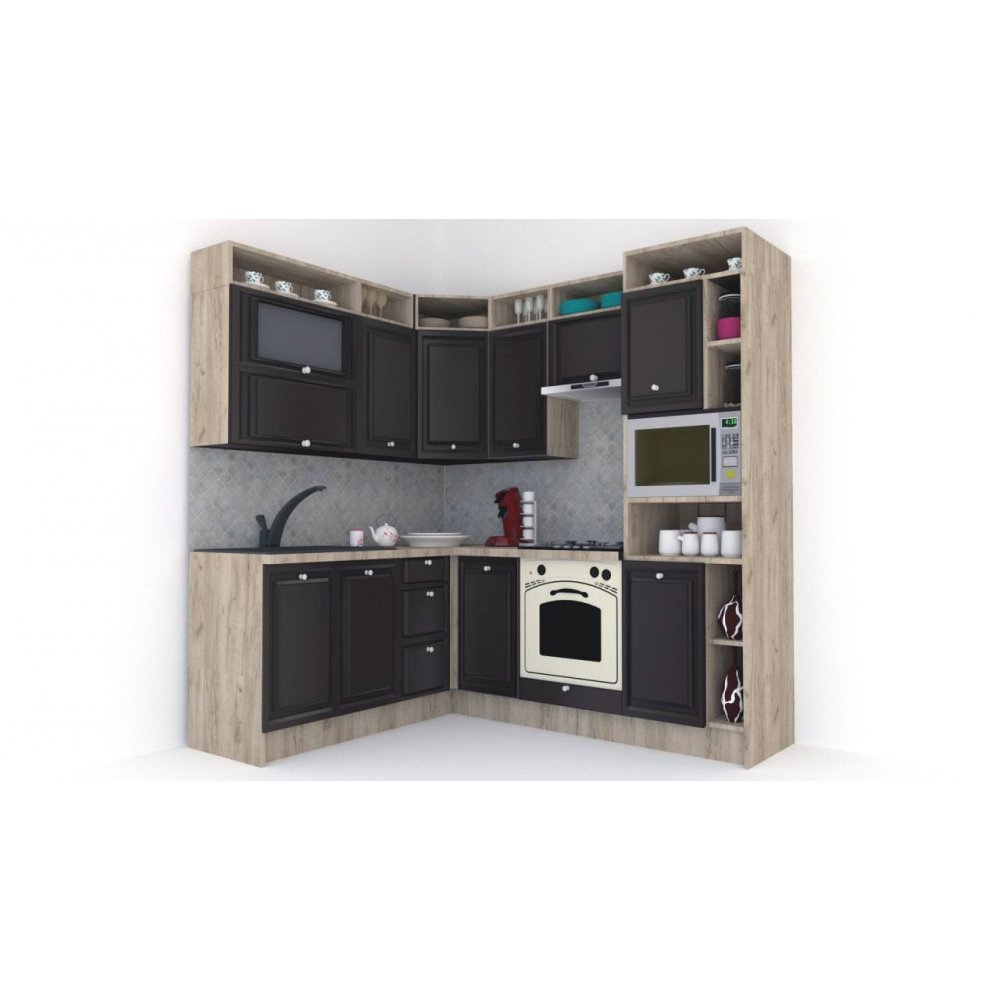 Bucatarie de Colt LEEA ART CORNER FRONT MDF ELBA 180-220 A DR. K002 / decor 225