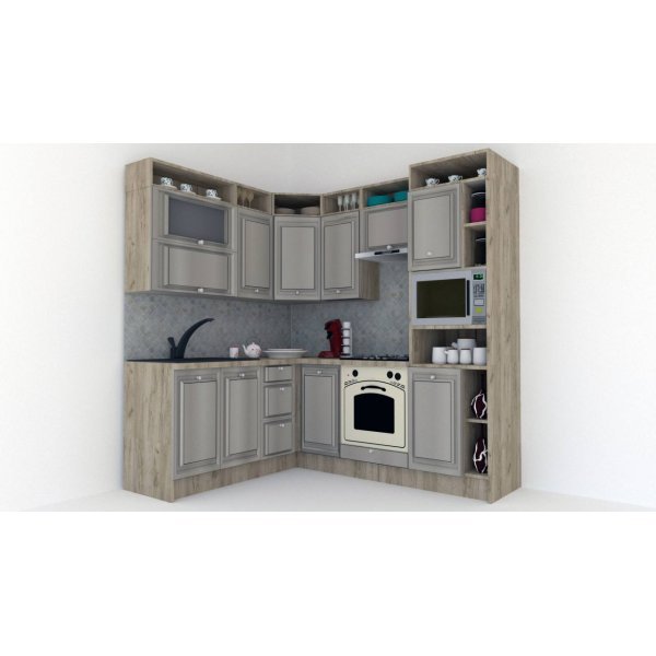 Bucatarie de Colt LEEA ART CORNER FRONT MDF ELBA 180-220 A DR. K002 / decor 227