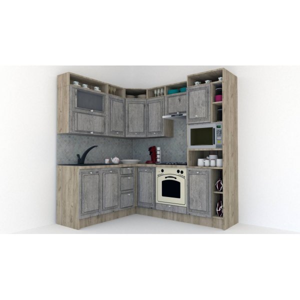 Bucatarie de Colt LEEA ART CORNER FRONT MDF ELBA 180-220 A DR. K002 / decor 246