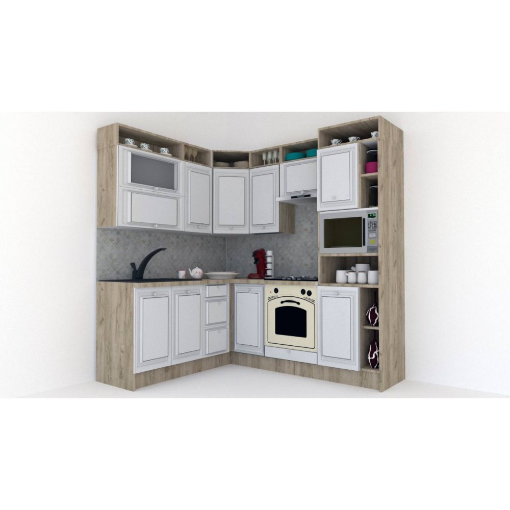 Bucatarie de Colt LEEA ART CORNER FRONT MDF ELBA 180-220 A DR. K002 / decor 263