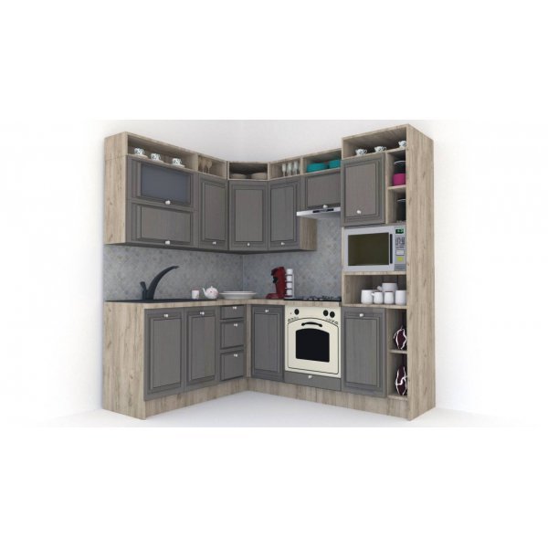 Bucatarie de Colt LEEA ART CORNER FRONT MDF ELBA 180-220 A DR. K002 / decor 265