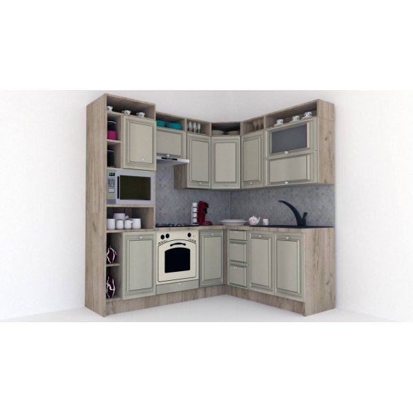 Bucatarie de Colt LEEA ART CORNER FRONT MDF ELBA 180-220 A ST. K002 / decor 161