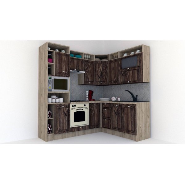 Bucatarie de Colt LEEA ART CORNER FRONT MDF ELBA 180-220 A ST. K002 / decor 264
