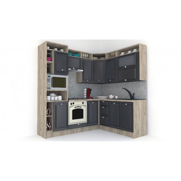 Bucatarie de Colt LEEA ART CORNER FRONT MDF ELBA 180-220 A ST. K002 / decor 266