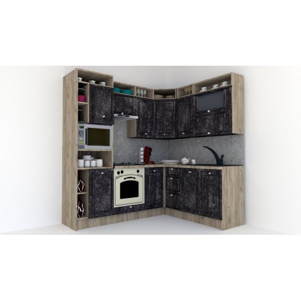 Bucatarie de Colt LEEA ART CORNER FRONT MDF ELBA 180-220 A ST. K002 / decor 267