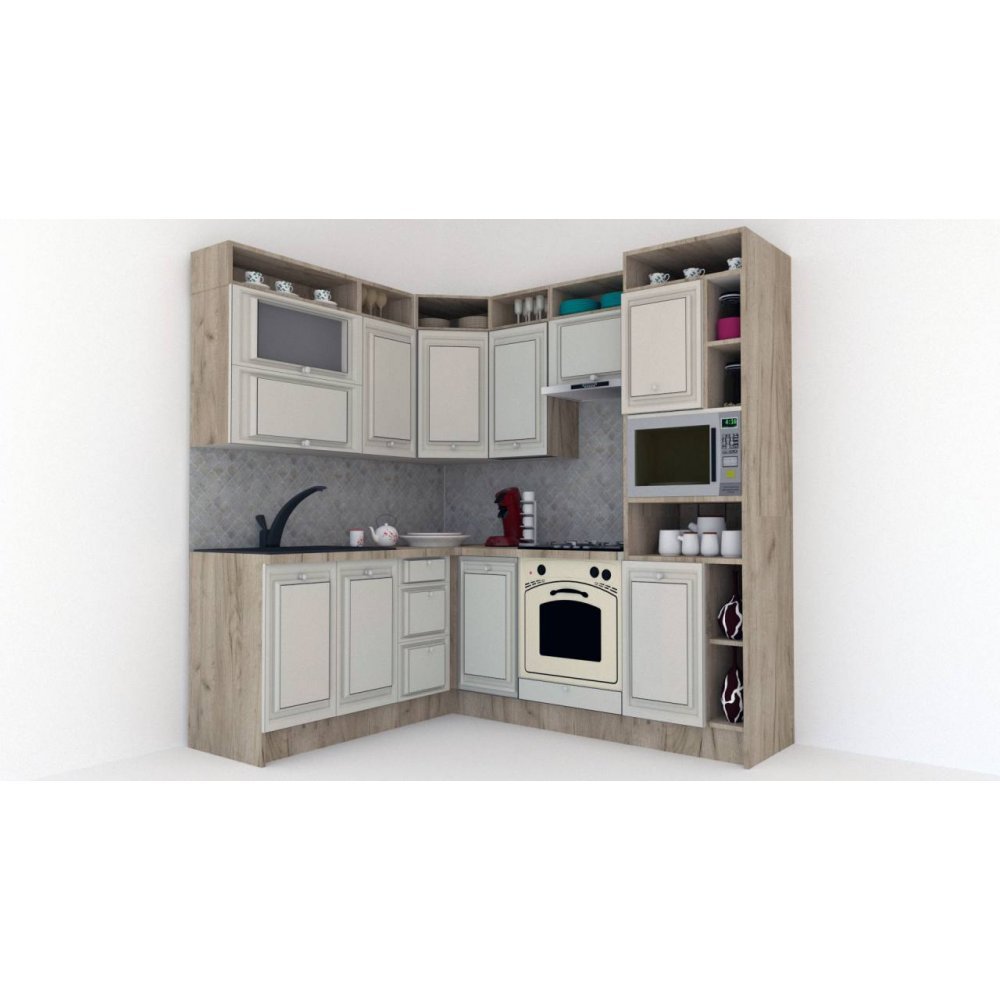 Bucatarie de Colt LEEA ART CORNER FRONT MDF FRESCO 180-220 A DR. K002 / decor 102