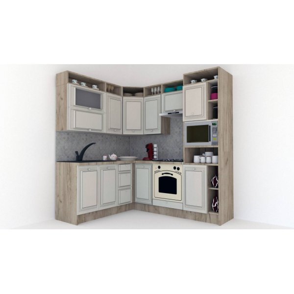 Bucatarie de Colt LEEA ART CORNER FRONT MDF FRESCO 180-220 A DR. K002 / decor 102