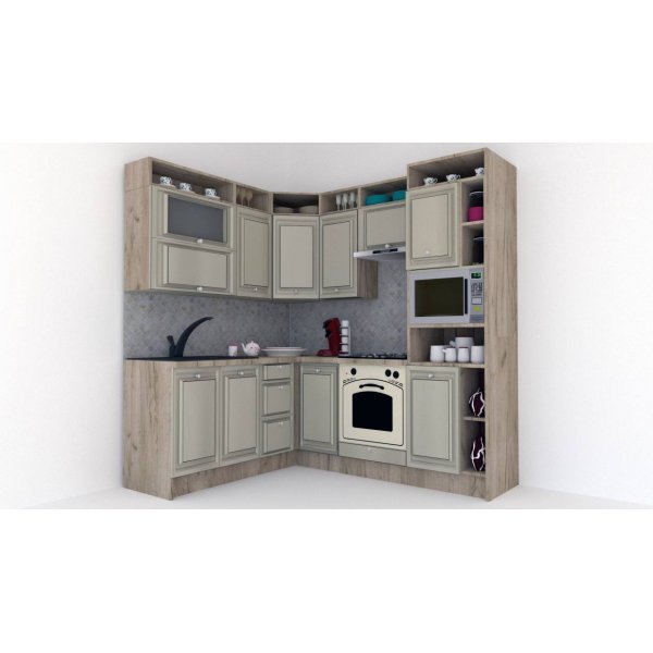 Bucatarie de Colt LEEA ART CORNER FRONT MDF FRESCO 180-220 A DR. K002 / decor 161