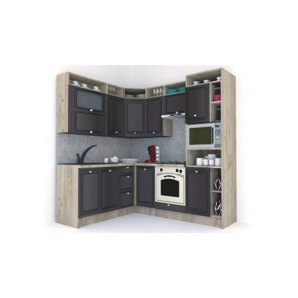 Bucatarie de Colt LEEA ART CORNER FRONT MDF FRESCO 180-220 A DR. K002 / decor 176