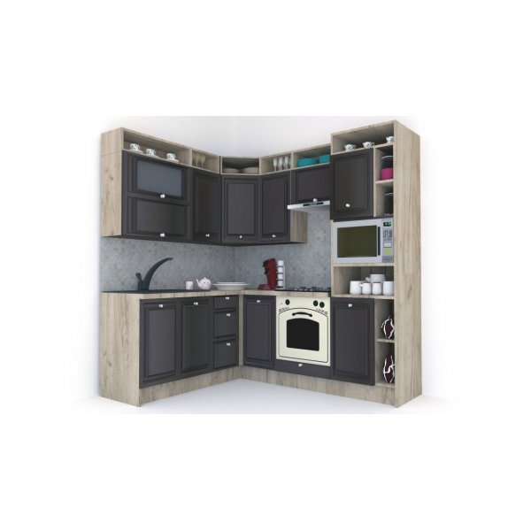 Bucatarie de Colt LEEA ART CORNER FRONT MDF FRESCO 180-220 A DR. K002 / decor 176
