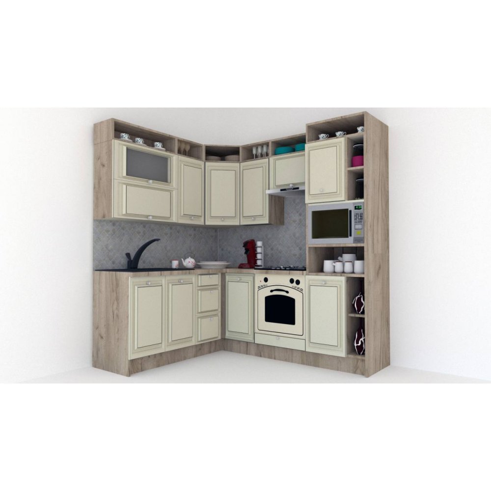 Bucatarie de Colt LEEA ART CORNER FRONT MDF FRESCO 180-220 A DR. K002 / decor 191