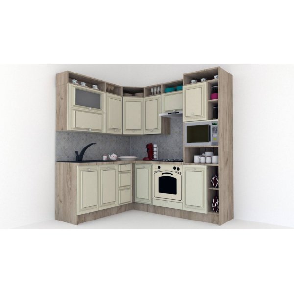 Bucatarie de Colt LEEA ART CORNER FRONT MDF FRESCO 180-220 A DR. K002 / decor 191