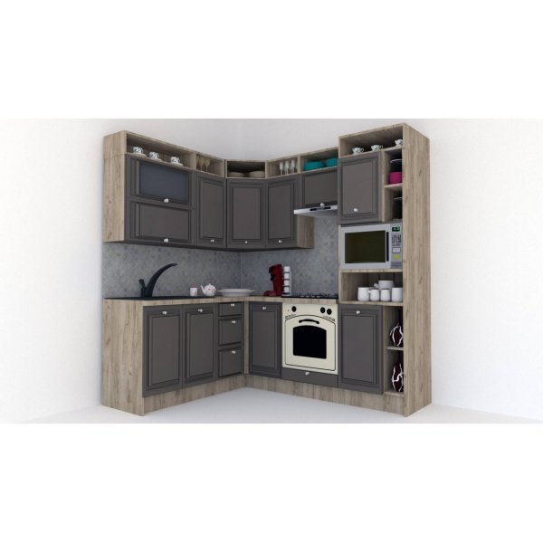 Bucatarie de Colt LEEA ART CORNER FRONT MDF FRESCO 180-220 A DR. K002 / decor 218