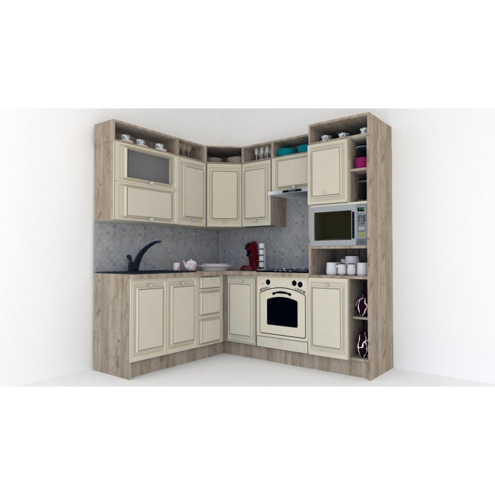 Bucatarie de Colt LEEA ART CORNER FRONT MDF FRESCO 180-220 A DR. K002 / decor 232