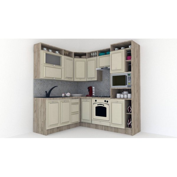 Bucatarie de Colt LEEA ART CORNER FRONT MDF FRESCO 180-220 A DR. K002 / decor 232