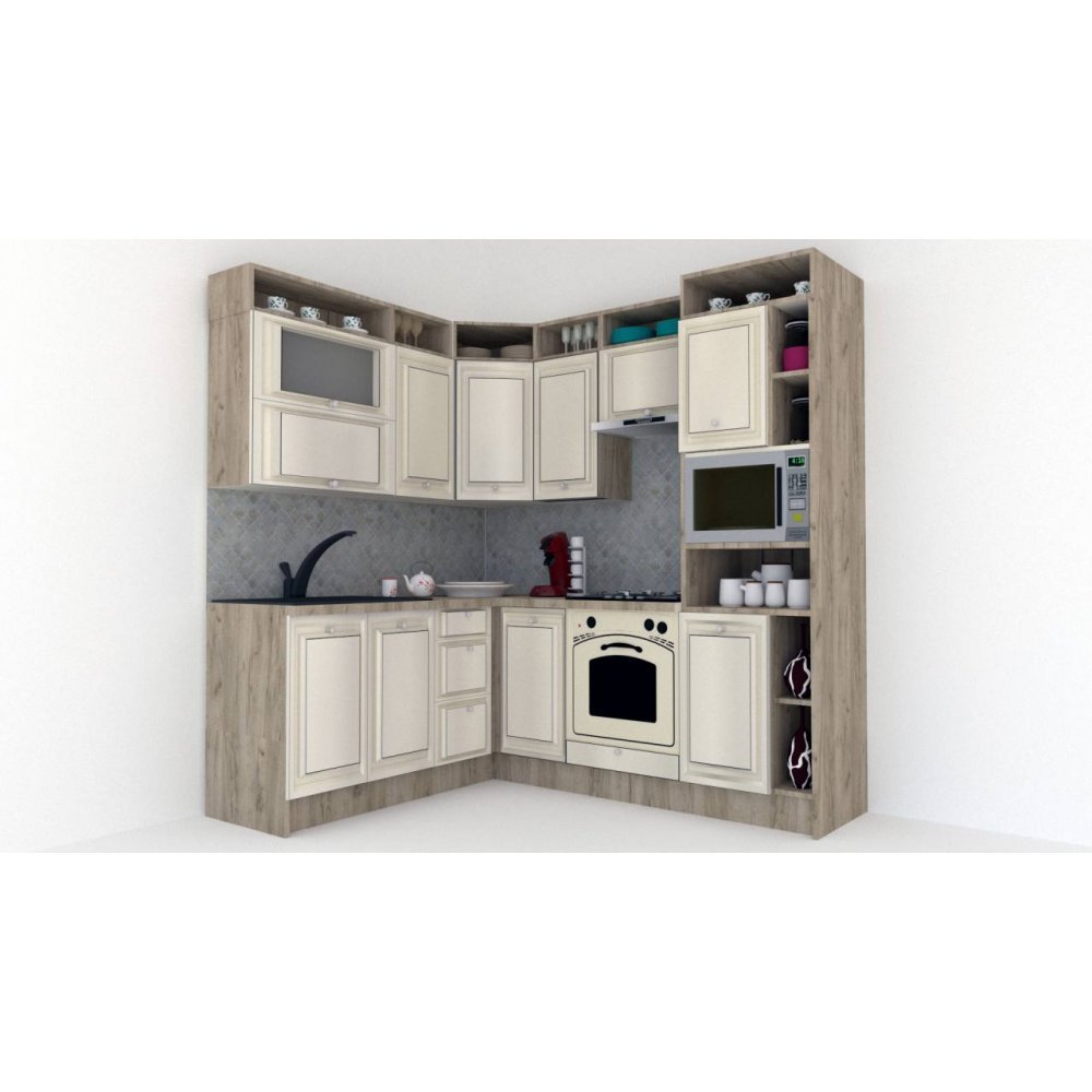 Bucatarie de Colt LEEA ART CORNER FRONT MDF FRESCO 180-220 A DR. K002 / decor 242