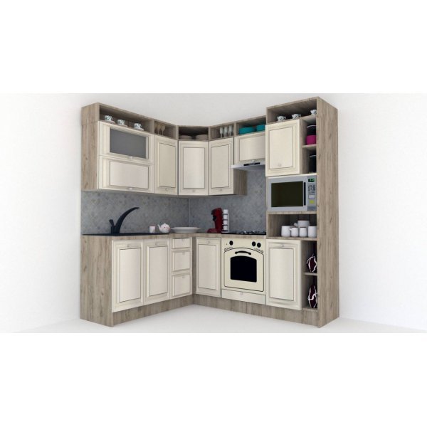Bucatarie de Colt LEEA ART CORNER FRONT MDF FRESCO 180-220 A DR. K002 / decor 242