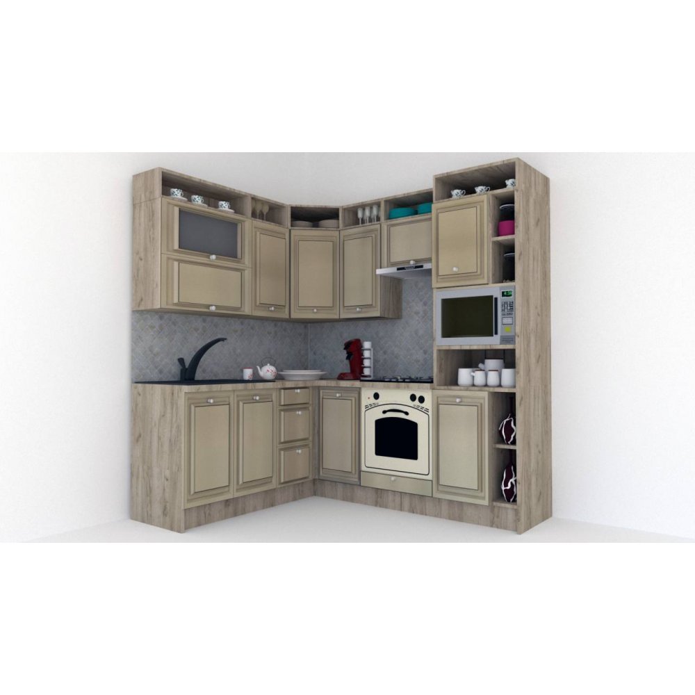 Bucatarie de Colt LEEA ART CORNER FRONT MDF FRESCO 180-220 A DR. K002 / decor 243