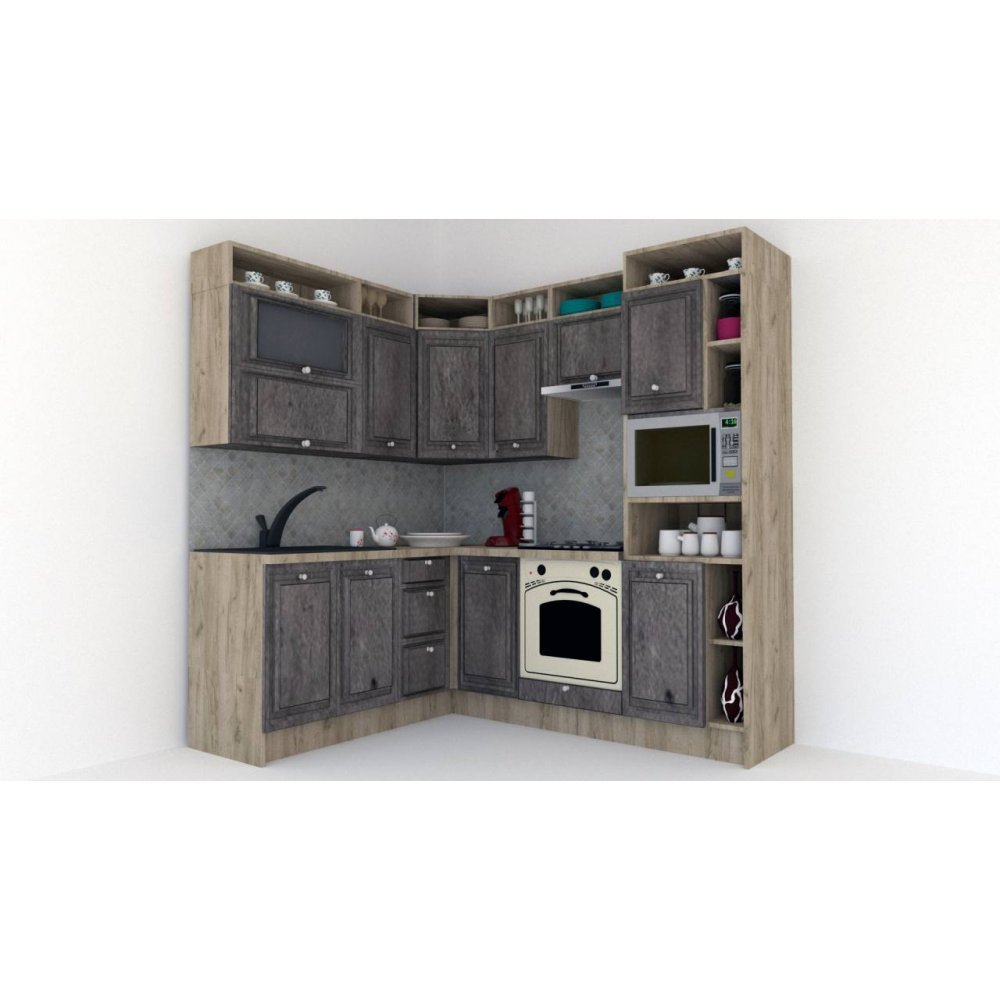 Bucatarie de Colt LEEA ART CORNER FRONT MDF FRESCO 180-220 A DR. K002 / decor 247