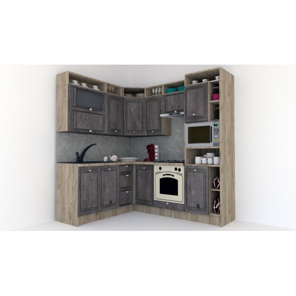 Bucatarie de Colt LEEA ART CORNER FRONT MDF FRESCO 180-220 A DR. K002 / decor 247