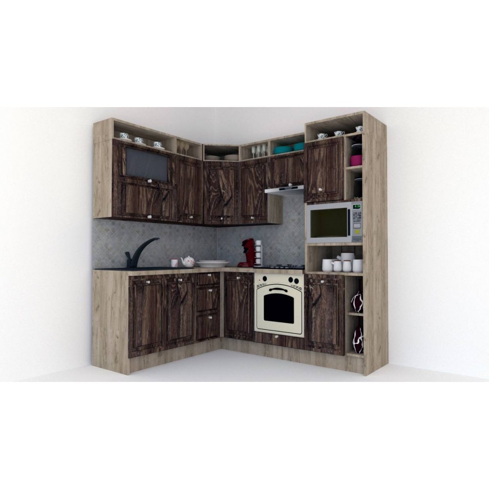 Bucatarie de Colt LEEA ART CORNER FRONT MDF FRESCO 180-220 A DR. K002 / decor 264