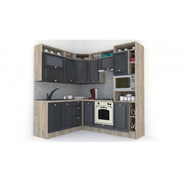 Bucatarie de Colt LEEA ART CORNER FRONT MDF FRESCO 180-220 A DR. K002 / decor 266