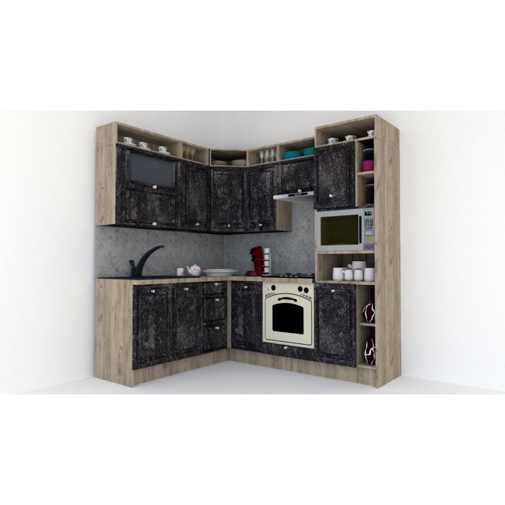 Bucatarie de Colt LEEA ART CORNER FRONT MDF FRESCO 180-220 A DR. K002 / decor 267