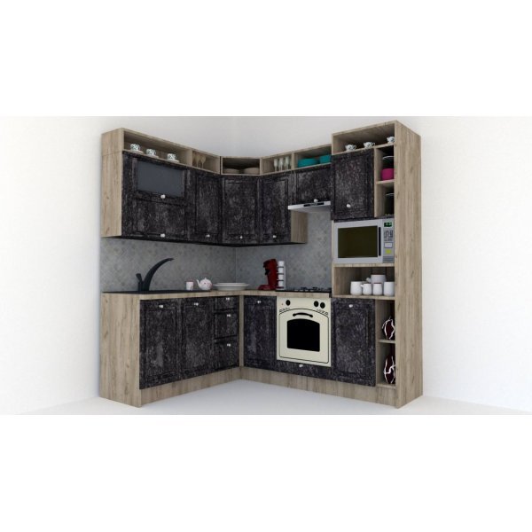 Bucatarie de Colt LEEA ART CORNER FRONT MDF FRESCO 180-220 A DR. K002 / decor 267