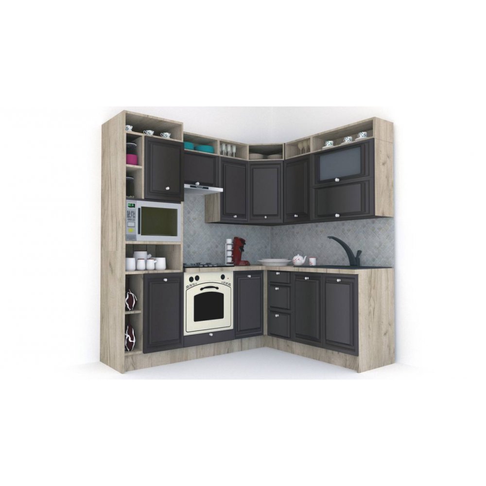 Bucatarie de Colt LEEA ART CORNER FRONT MDF FRESCO 180-220 A ST. K002 / decor 176