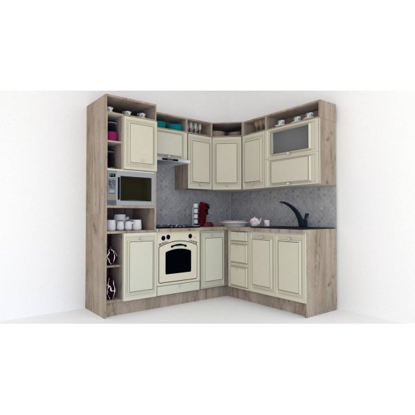 Bucatarie de Colt LEEA ART CORNER FRONT MDF FRESCO 180-220 A ST. K002 / decor 191