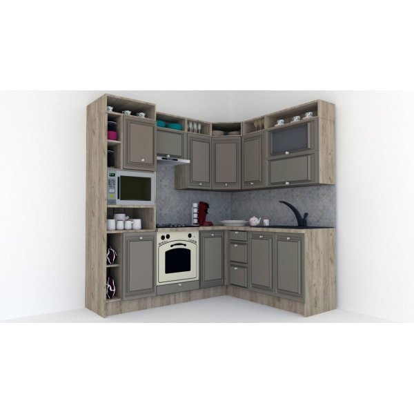 Bucatarie de Colt LEEA ART CORNER FRONT MDF FRESCO 180-220 A ST. K002 / decor 200
