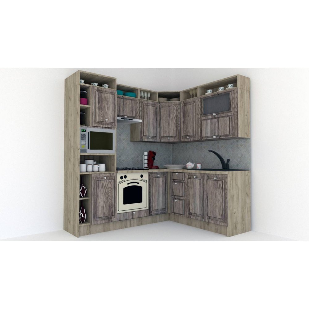 Bucatarie de Colt LEEA ART CORNER FRONT MDF FRESCO 180-220 A ST. K002 / decor 213