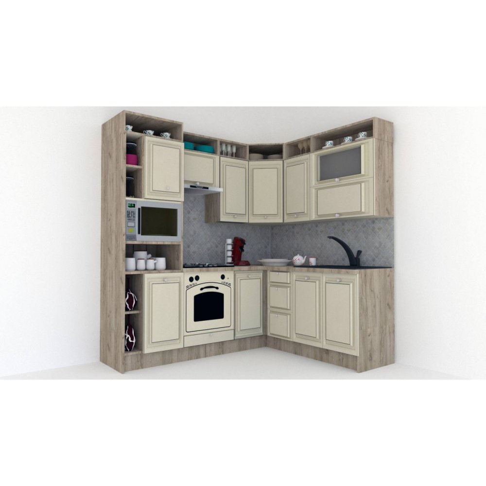 Bucatarie de Colt LEEA ART CORNER FRONT MDF FRESCO 180-220 A ST. K002 / decor 232