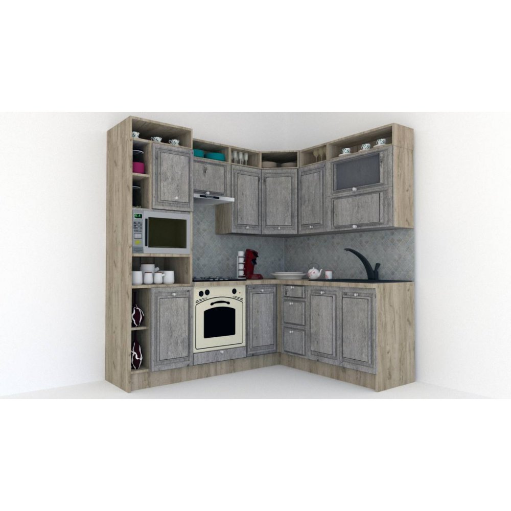 Bucatarie de Colt LEEA ART CORNER FRONT MDF FRESCO 180-220 A ST. K002 / decor 246