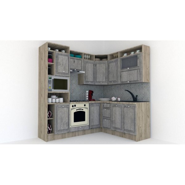 Bucatarie de Colt LEEA ART CORNER FRONT MDF FRESCO 180-220 A ST. K002 / decor 246