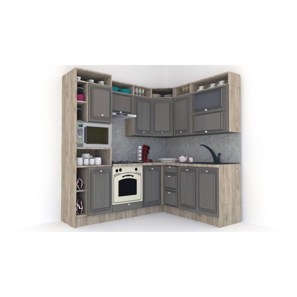 Bucatarie de Colt LEEA ART CORNER FRONT MDF FRESCO 180-220 A ST. K002 / decor 265