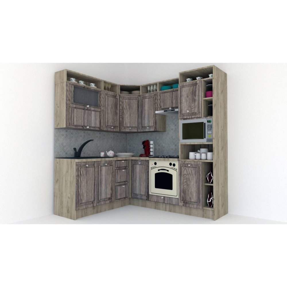 Bucatarie de Colt LEEA ART CORNER FRONT MDF SPARX 180-220 A DR. K002 / decor 213
