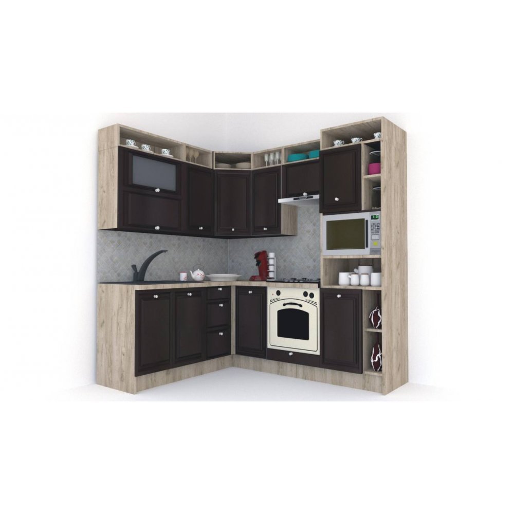 Bucatarie de Colt LEEA ART CORNER FRONT MDF STILE 180-220 A DR. K002 / decor 244