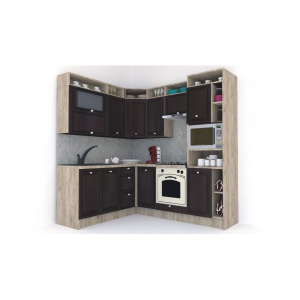 Bucatarie de Colt LEEA ART CORNER FRONT MDF STILE 180-220 A DR. K002 / decor 244