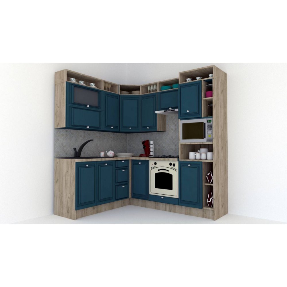 Bucatarie de Colt LEEA ART CORNER FRONT MDF STILE 180-220 A DR. K002 / decor 259