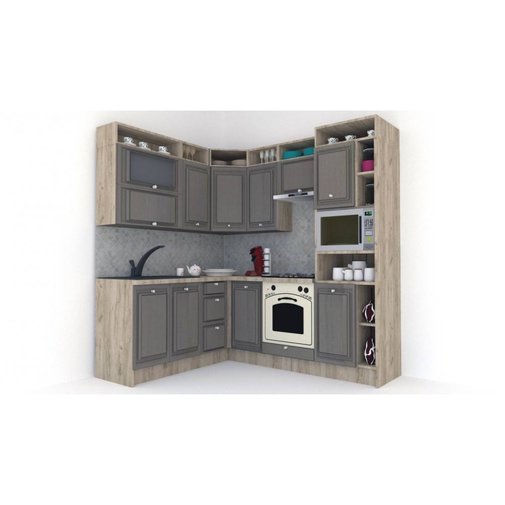 Bucatarie de Colt LEEA ART CORNER FRONT MDF STILE 180-220 A DR. K002 / decor 265