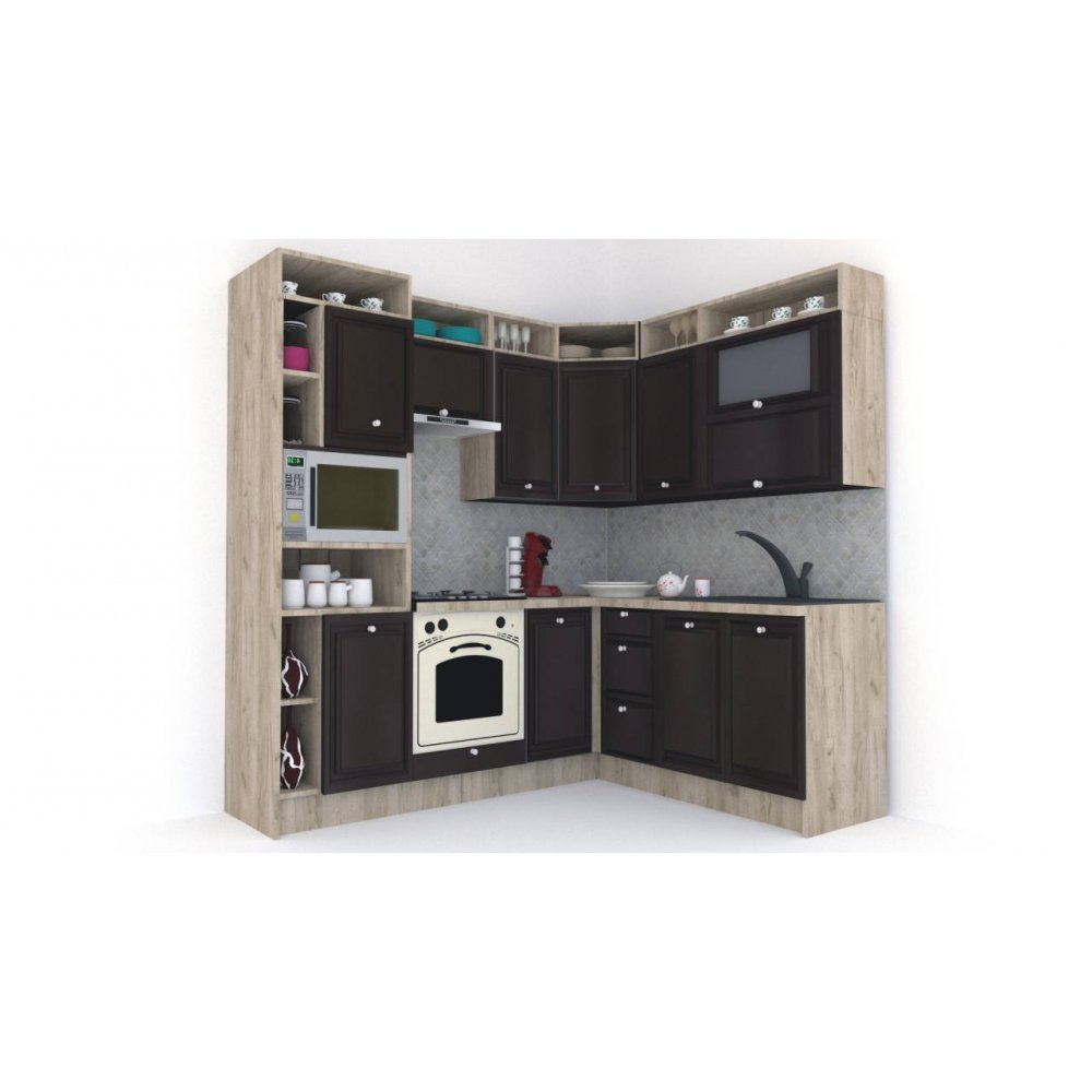 Bucatarie de Colt LEEA ART CORNER FRONT MDF ALAMO 180-220 A ST. K002 / decor 244