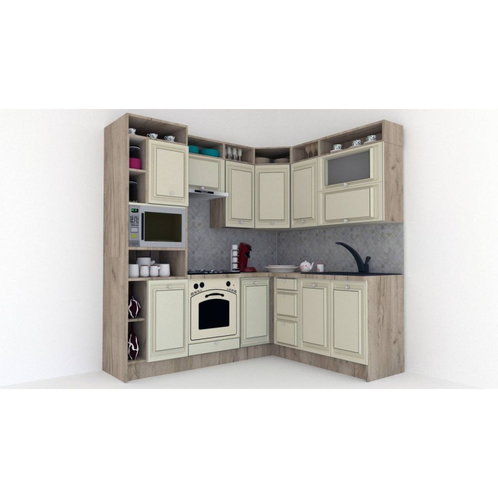 Bucatarie de Colt LEEA ART CORNER FRONT MDF EKRAN 180-220 A ST. K002 / decor 191