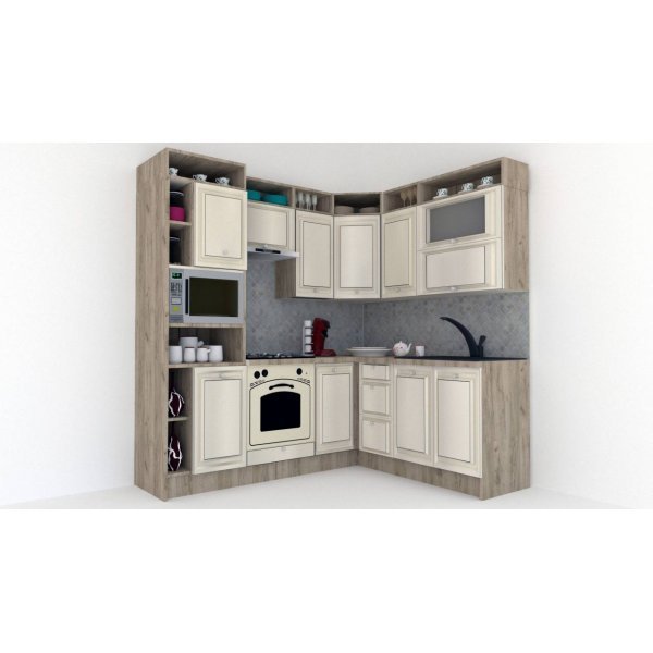Bucatarie de Colt LEEA ART CORNER FRONT MDF EKRAN 180-220 A ST. K002 / decor 242