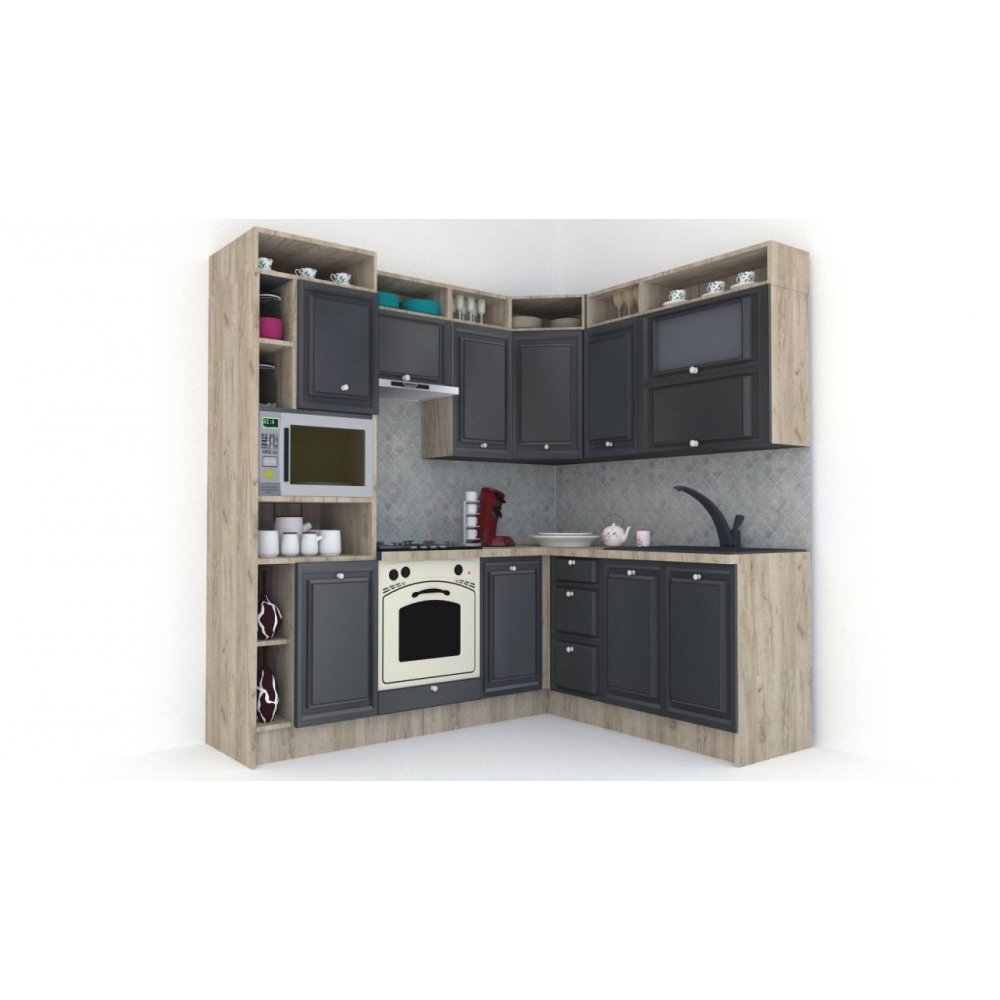 Bucatarie de Colt LEEA ART CORNER FRONT MDF EKRAN 180-220 A ST. K002 / decor 266
