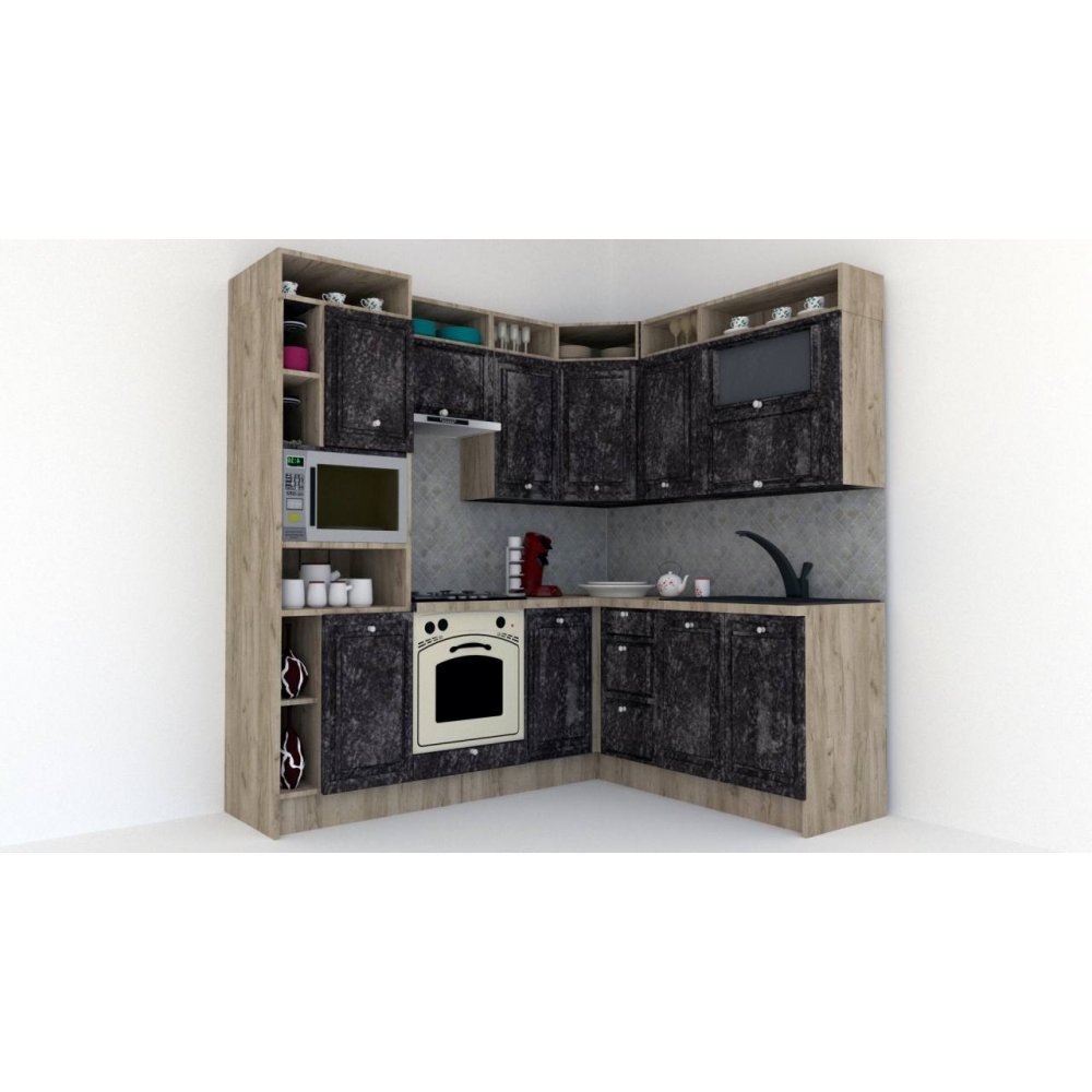 Bucatarie de Colt LEEA ART CORNER FRONT MDF EKRAN 180-220 A ST. K002 / decor 267
