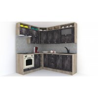 Bucatarie de Colt LEEA ART CORNER FRONT MDF ALAMO 180-220 B ST. K002 / decor 267 Bucatarie de Colt LEEA ART CORNER FRONT MDF ALAMO 180-220 B ST. K002 / decor 267