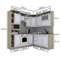 Bucatarie de Colt LEEA ART CORNER FRONT MDF STILE 180-220 A ST. K002 / decor 102