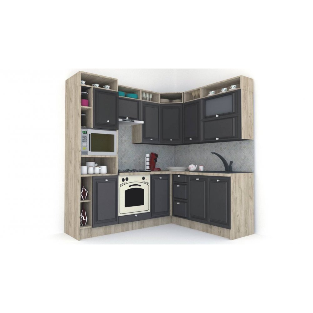 Bucatarie de Colt LEEA ART CORNER FRONT MDF STILE 180-220 A ST. K002 / decor 258